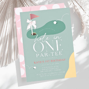 Hole in One Golf Fairway Par-Tee Mädchen 1. Geburt Einladung
