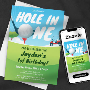 Hole-in-One Golf Geburtstag Par-T-Shirt Time Blue Einladung
