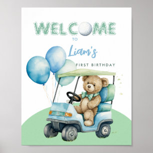 Hole In One Golf Junge Erster Geburtstag Willkomme Poster