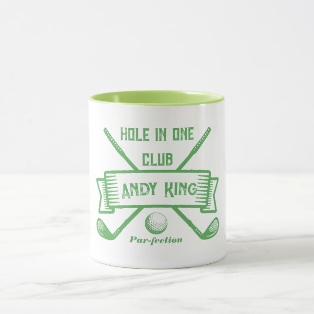 Hole-in-One Golf Tasse - Personalisiertes Golfer-G (Zentrum)