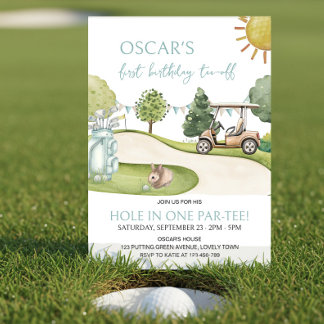 Hole in One Golf Thema 1. Geburtstags-Par-tee Einladung