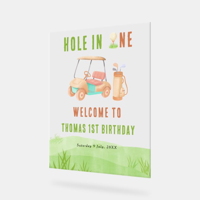Hole In One Golf Welcome Birthday Party Acrylschild (Winkel)