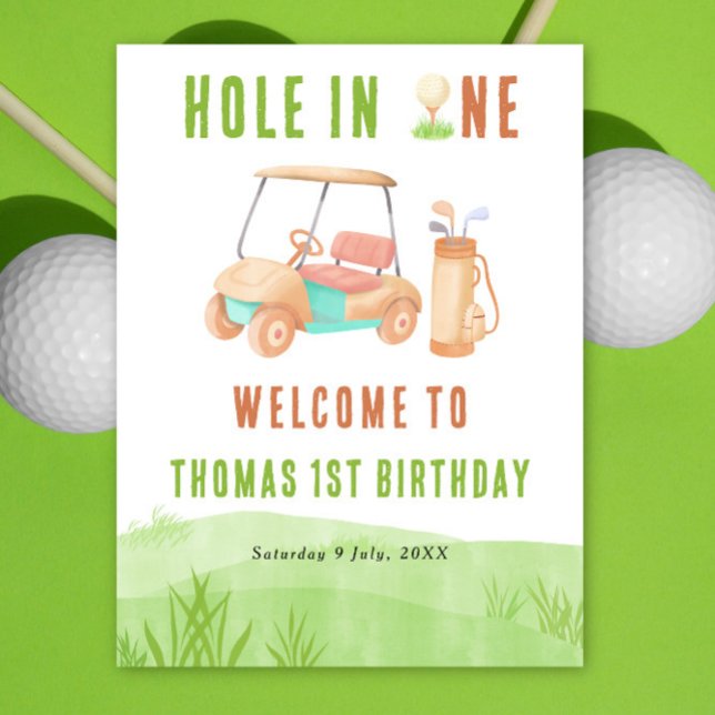 Hole In One Golf Welcome Birthday Party Poster (Von Creator hochgeladen)