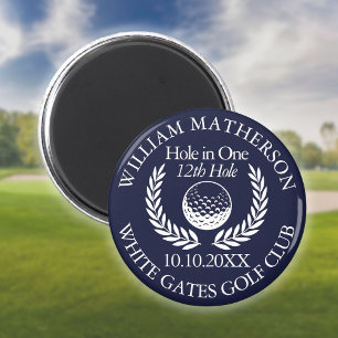 Hole in One Golfball und Kranz in Marineblau Magnet