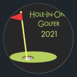 Hole In One Golfer 2021 Golf Hole In One Golfing Runder Aufkleber<br><div class="desc">Hole In One Golfer 2021 Golf Hole In One Golfing Gift. Perfect gift for your dad,  mom,  dad,  men,  women,  friend and family members on Thanksgiving Day,  Christmas Day,  Mothers Day,  Fathers Day,  4th of July,  1776 Independent Day,  Veterans Day,  Halloween Day,  Patrick's Day</div>