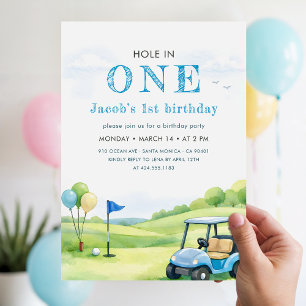 Hole In One Golfparty zum 1. ersten Geburtstag Einladung