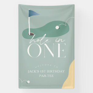 Hole in One Golfplatz Blau 1. Geburtstags-Willkomm Banner