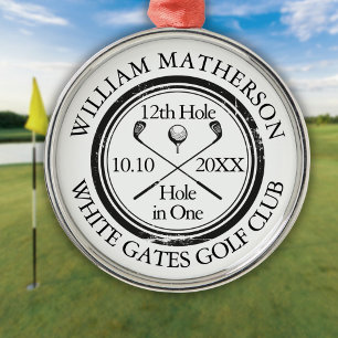 Hole in One Klassisches Personalisiertes Golf Ornament Aus Metall