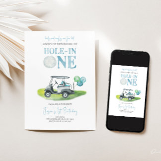 Hole-in-One Mini Golf Boy Einladung zum Geburtstag