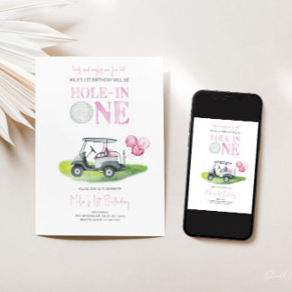 Hole-in-One Mini Golf Girl Einladung zum Geburtsta
