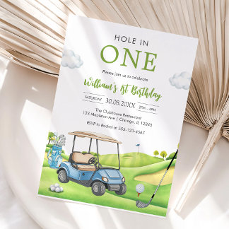 Hole In One Par-tee Golf Boy 1st Birthday Invitati Einladung