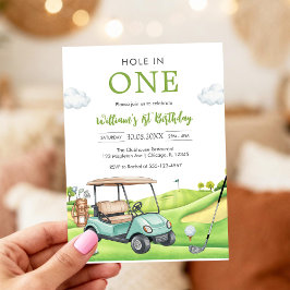 Hole In One Par-tee Golf Junge 1. Geburtstagseinla Einladung