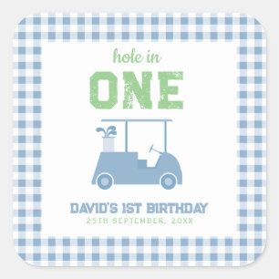 Hole in One Par Tee Junge 1. Geburtstag Quadratischer Aufkleber