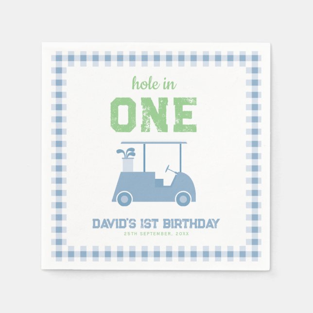 Hole in One Par Tee Junge 1. Geburtstag Serviette (Vorderseite)