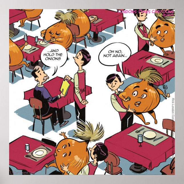 Holen Sie das Onions Funny Food Service Cartoon Po Poster (Vorne)