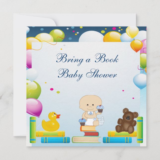 Holen Sie ein Buch-Baby u. eine Kuchen-Babyparty Einladung (Vorderseite)