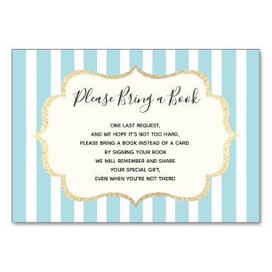 Holen Sie ein Buch - blaue Weiß-Streifen JUNGE Tischnummer