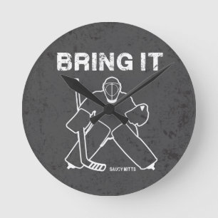 Holen Sie ihm Hockey-Tormann Runde Wanduhr