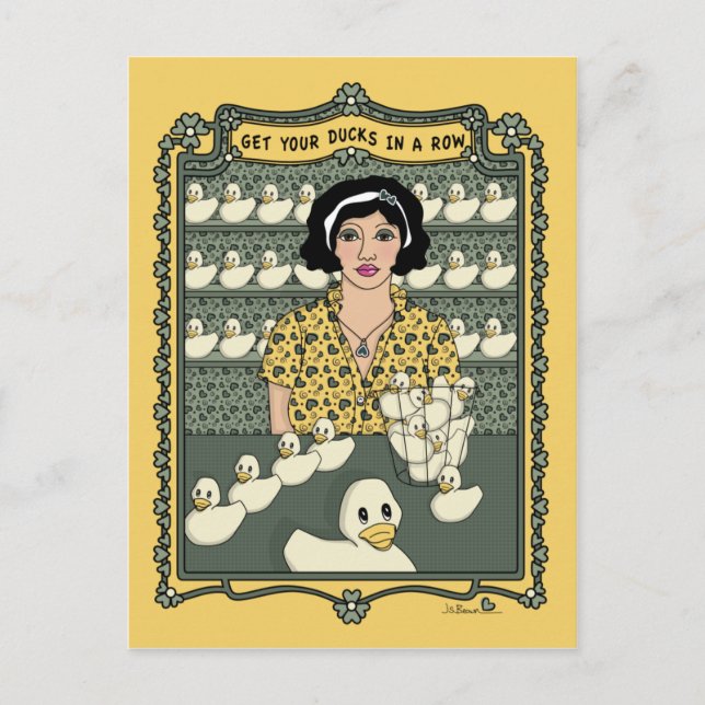Holen Sie Ihre Enten in eine Row_C_ Postkarte (Vorderseite)