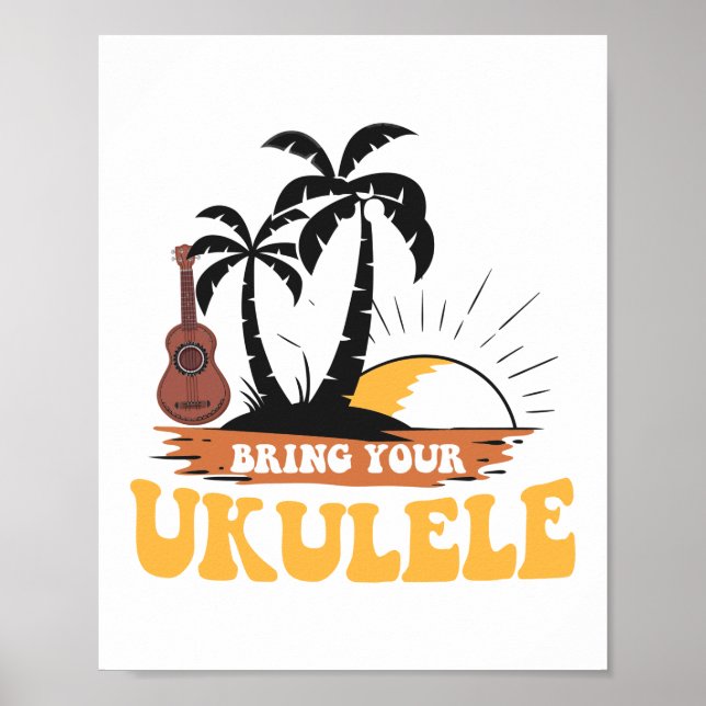 Holen Sie Ihren Ukulele Player Hawaiian Beach Musi Poster (Vorne)