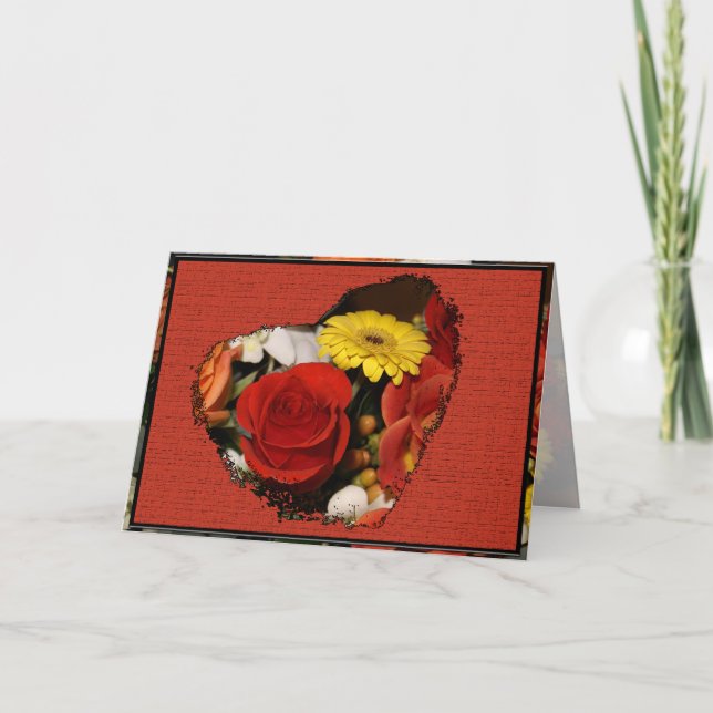 Holen Sie sich gut Rose Bouquet Herz schneiden Vor Karte (Vorderseite)