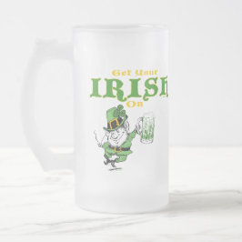 Holen Sie sich Ihr Irisch auf der Leprechaun-Tasse Mattglas Bierglas