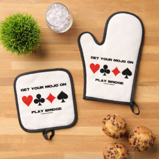 Holen Sie sich Ihr Mojo auf Play Bridge Advice Car Ofenhandschuh & Topflappen-Set