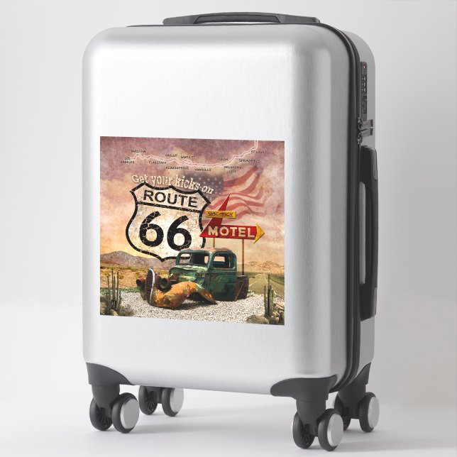 Holen Sie sich Ihre Kicks auf Route 66 Aufkleber (Koffer)