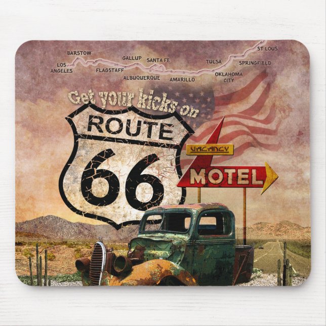 Holen Sie sich Ihre Kicks auf Route 66 Mousepad (Vorne)