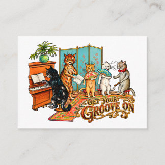 Holen Sie sich Ihren Groove mit Vintage-Musikkatze Begleitkarte