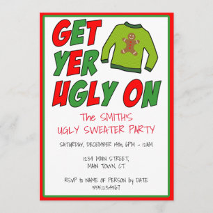 Holen Sie sich Ihren Hauch auf Ugly Sweater Weihna Einladung
