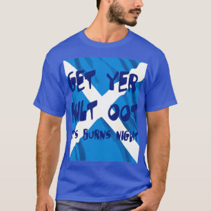 Holen Sie sich Ihren Kilometer seinen blauen Text T-Shirt