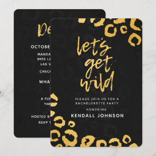 Holen wir uns Wild Black and Gold Leopard Bachelor Einladung