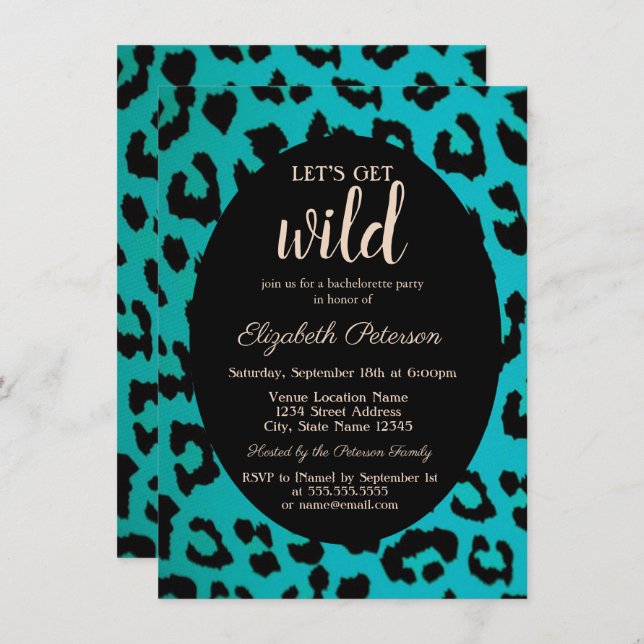 Holen wir uns Wild Chic Leopard Print Bachelorette Einladung (Vorne/Hinten)