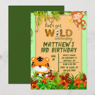 Holen wir uns Wild Safari Animal Birthday Party Einladung