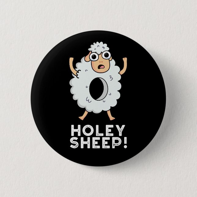 Holey Sheep Funny Animal Pub Dark BG Button (Vorderseite)