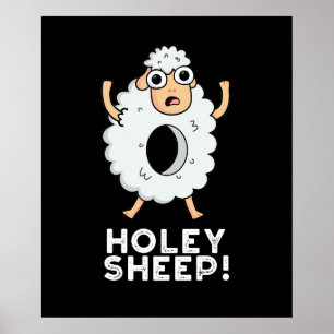 Holey Sheep Funny Animal Pub Dark BG Poster