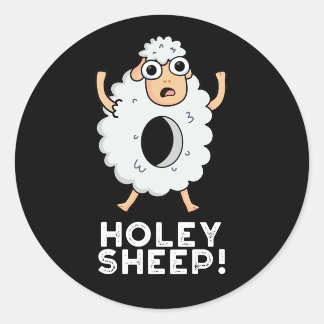 Holey Sheep Funny Animal Pub Dark BG Runder Aufkleber (Vorderseite)