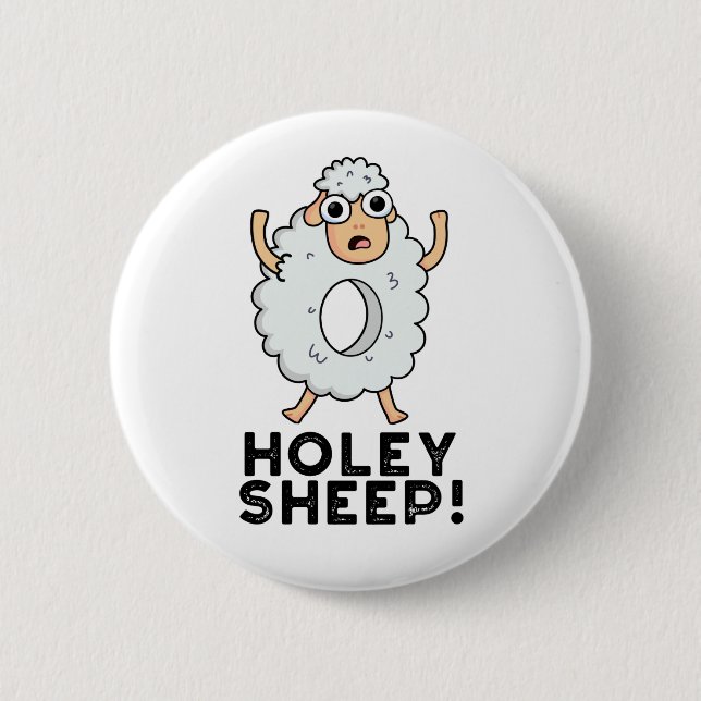 Holey Sheep Funny Animal Puff Button (Vorderseite)