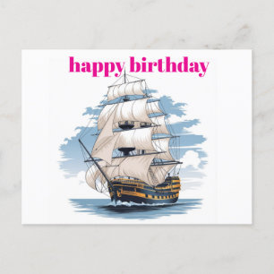 Holey Ship Boat Birthday Card, nautischer Geburtst Postkarte