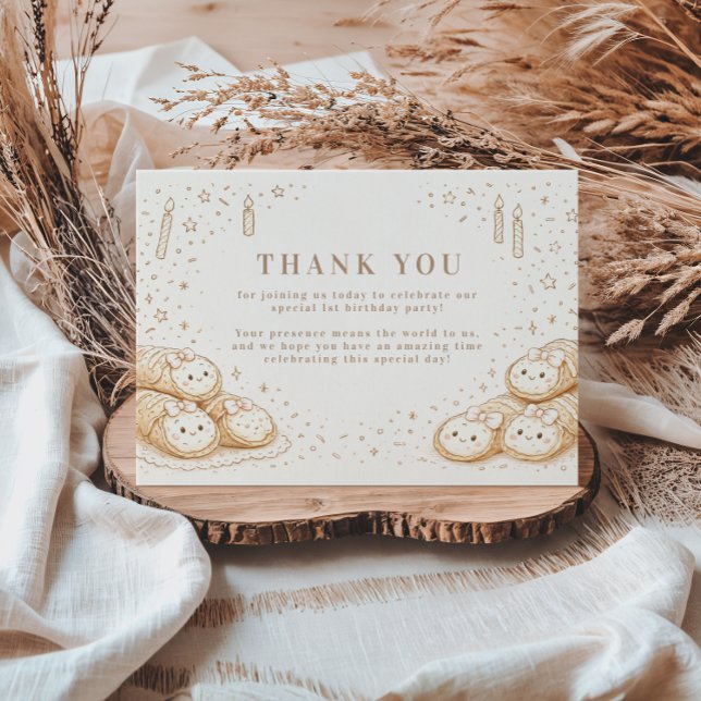 Holi Cannoli Sweet Bakery 1st Birthday Dankeskarte (Von Creator hochgeladen)