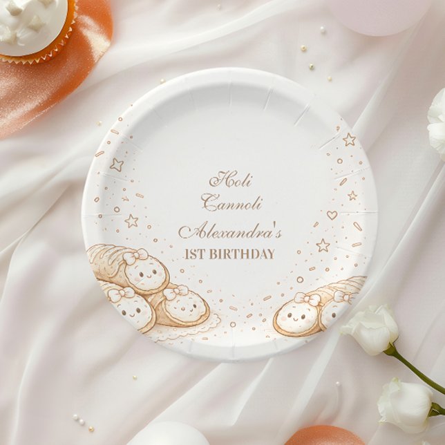 Holi Cannoli Sweet Bakery 1st Birthday Pappteller (Von Creator hochgeladen)