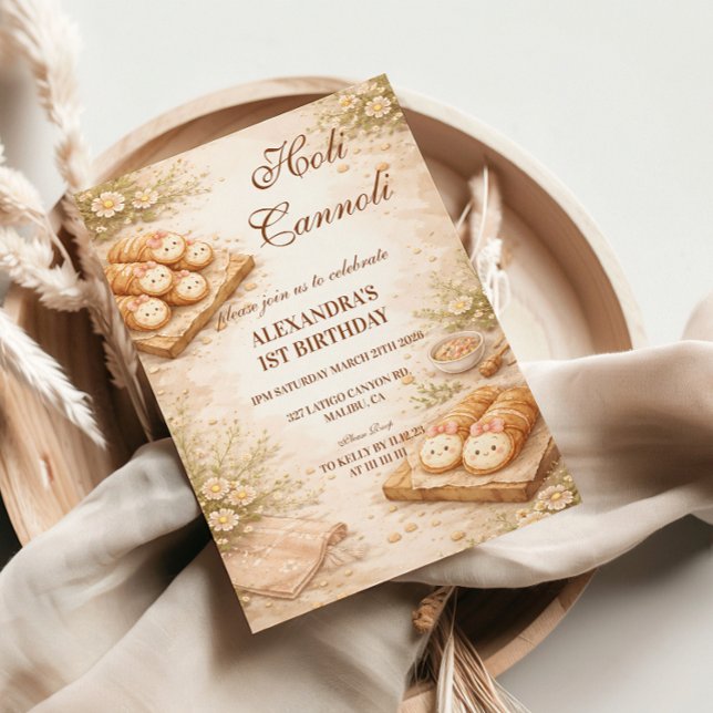 Holi Cannoli Whimsical Bakery 1st Birthday Einladung (Von Creator hochgeladen)