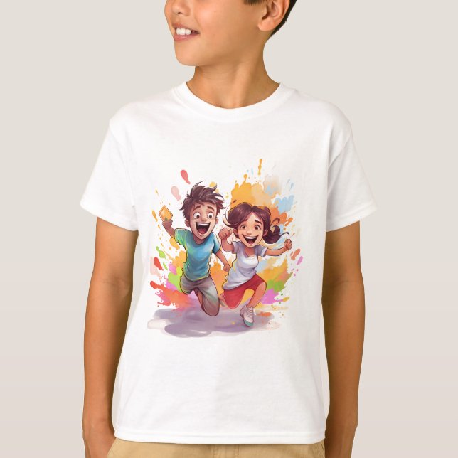 Holi - farbenfrohe Springkids T-Shirt (Vorderseite)