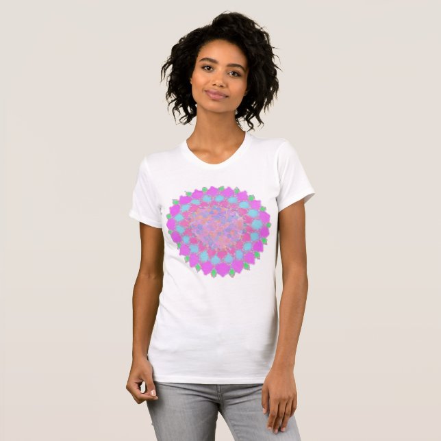 Holi-Farbspritzer-Blumen-Rangoli T-Shirt (Vorne ganz)
