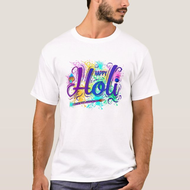 Holi Festival der Frühlingsfarben und Liebe T-Shirt (Vorderseite)