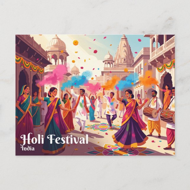 Holi-Festival, Indien Postkarte (Vorderseite)