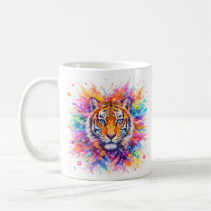 Holi Festival Tiger Watercolor Artistic Mug Kaffeetasse