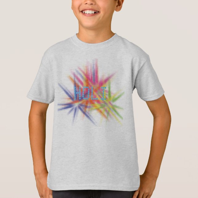 Holi Hai farbenfrohe Farbe spritzen modern T-Shirt (Vorderseite)