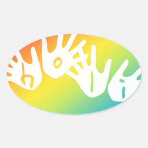 Holi Hände der Farbe Ovaler Aufkleber